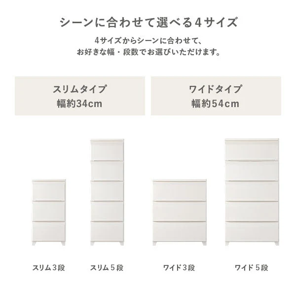 ホコリが入りにくいチェスト プラスチック製 日本製 スリム・3段 レッド - Image 16