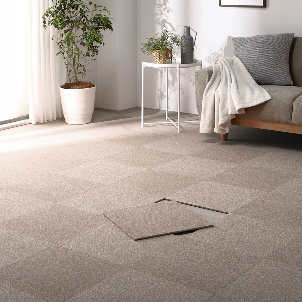 日本製 置くだけでズレない 洗える北欧調タイルカーペット 単色10枚セット(約40×40cm) アッシュブラウン - Image 35